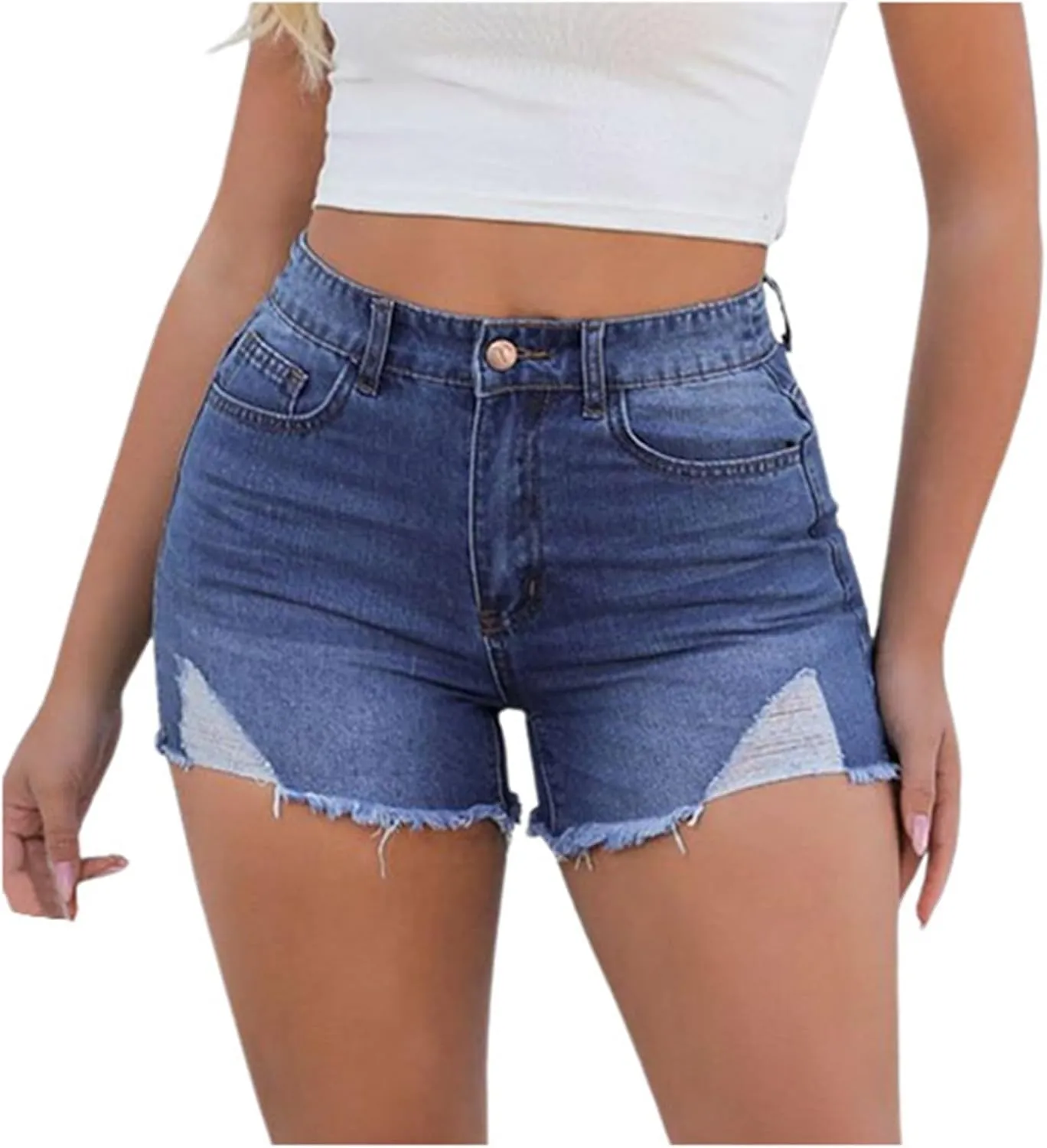 Jean Shorts for Women Trendy High Waisted Stretchy Baggy Denim Shorts Summer Casual Raw Hem Mom Shorts Cutoff Jorts