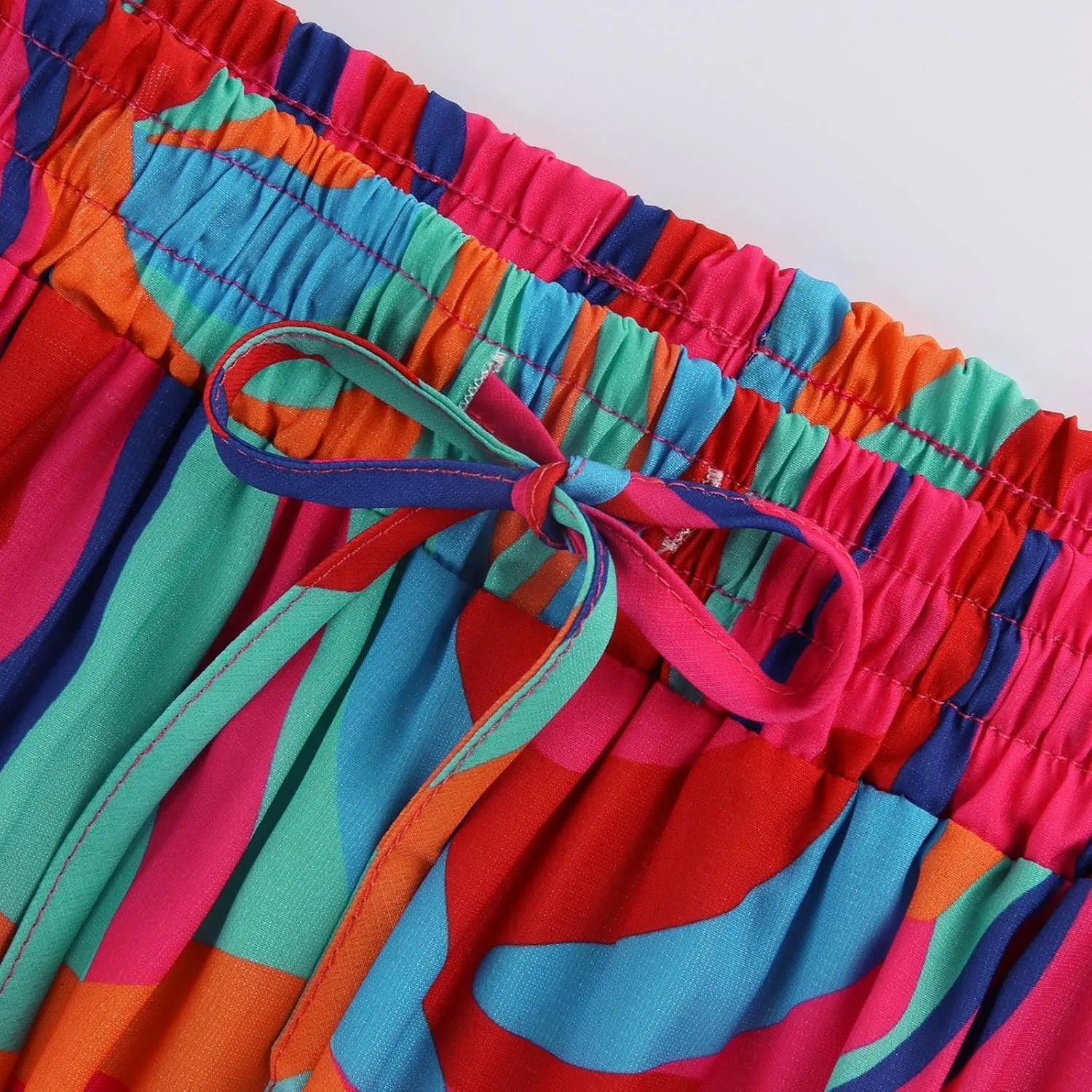 JJHAEVDY Pleated Long Skirts for Women Summer Casual Elastic High Waisted Skirts A-Line Flowy Swing Maxi Skirt with Pockets