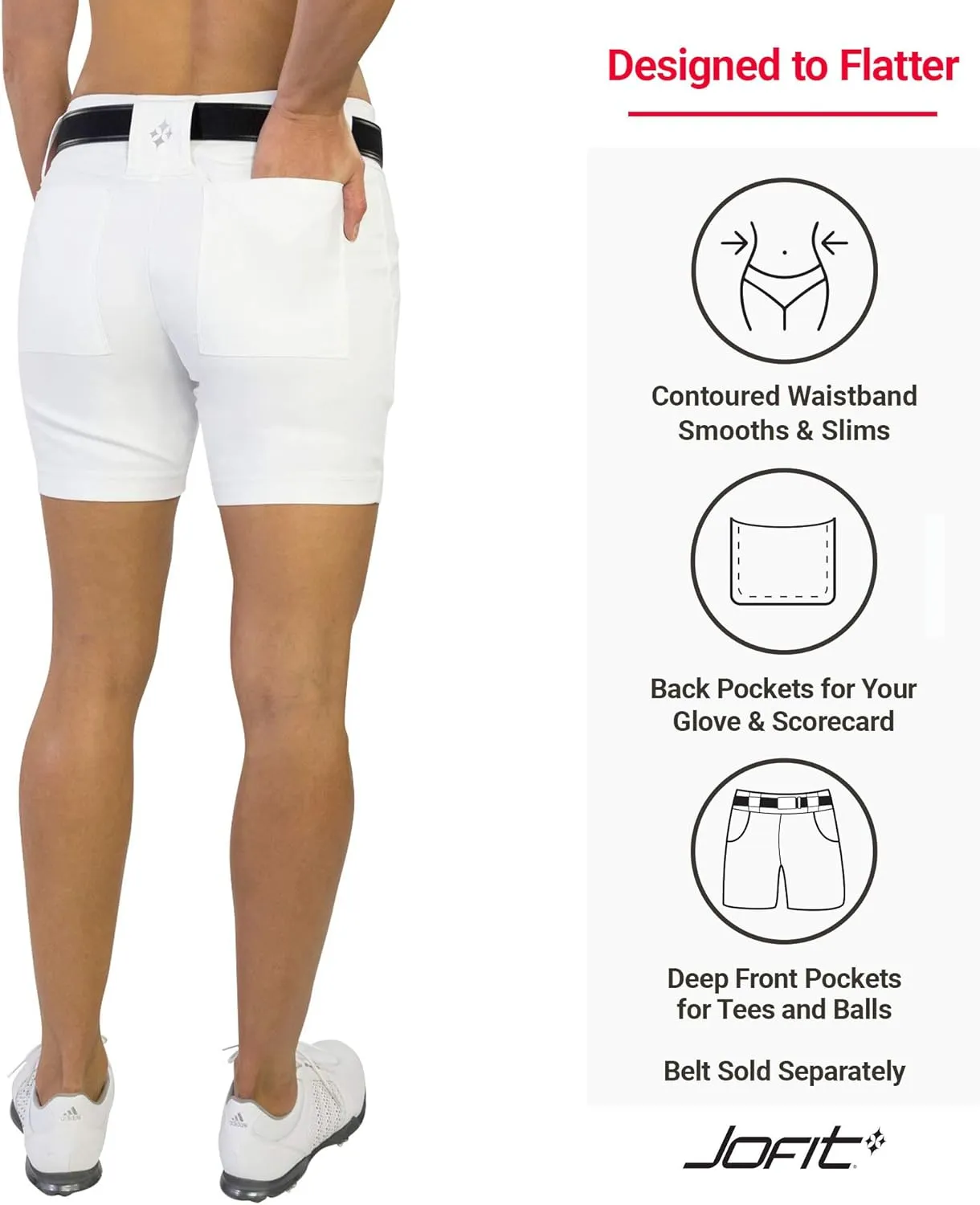 Jofit Apparel Golf Shorts Womens Athletic Clothing, Everyday Shorts for Casual or Sportswear