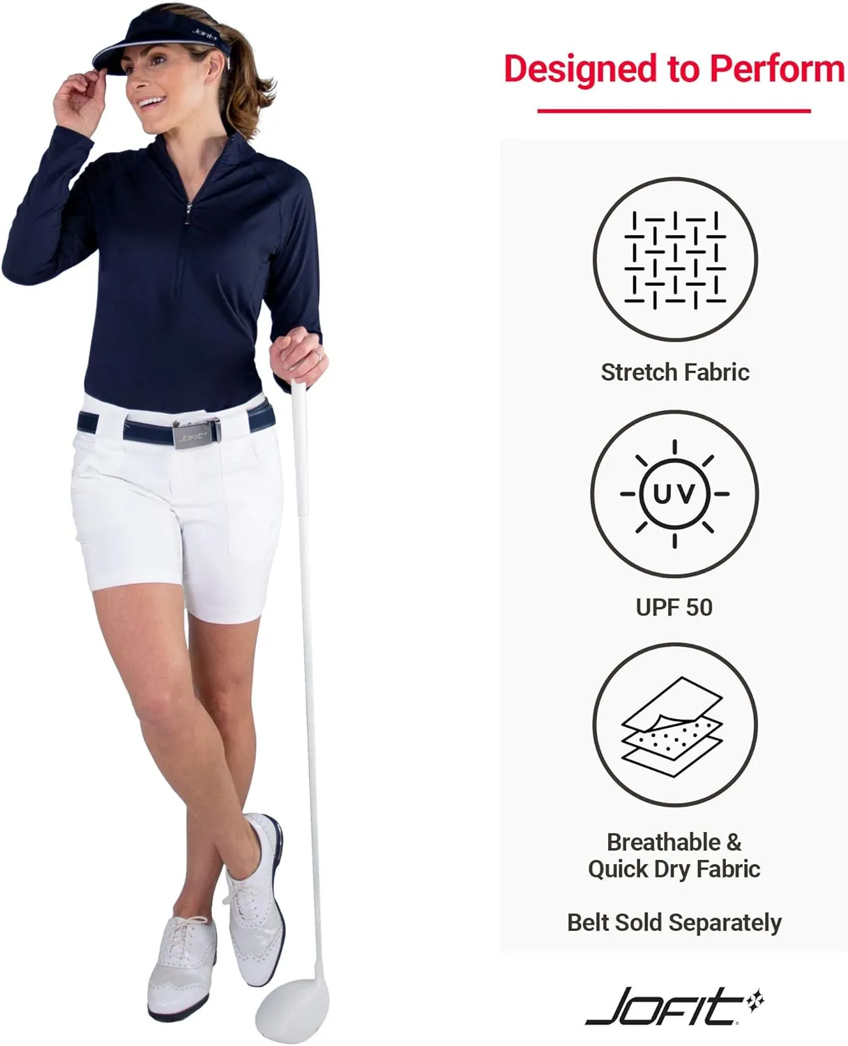 Jofit Apparel Golf Shorts Womens Athletic Clothing, Everyday Shorts for Casual or Sportswear