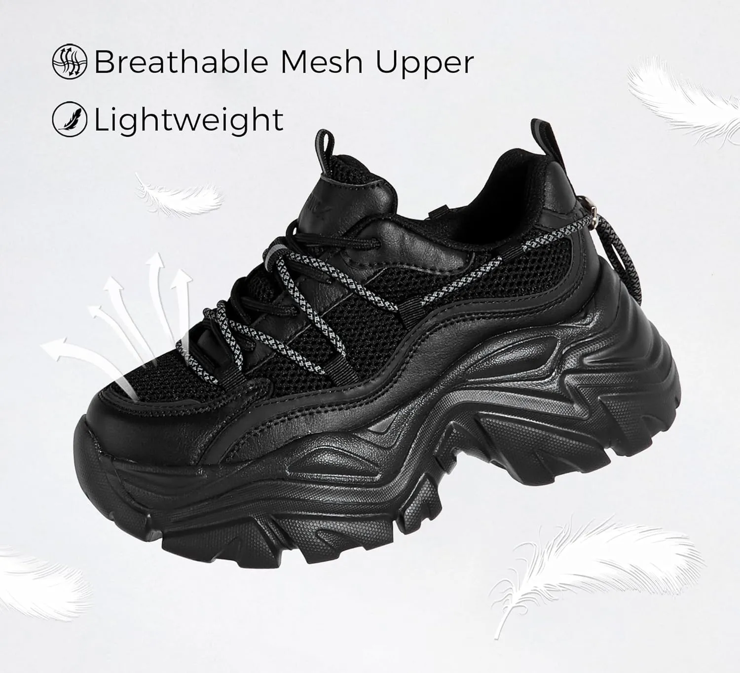 K KIP WOK Chunky Sneakers for Women Fashion Platform White Leather Casual Dad Shoes Comfortable Wedge Walking Sport Sneakers