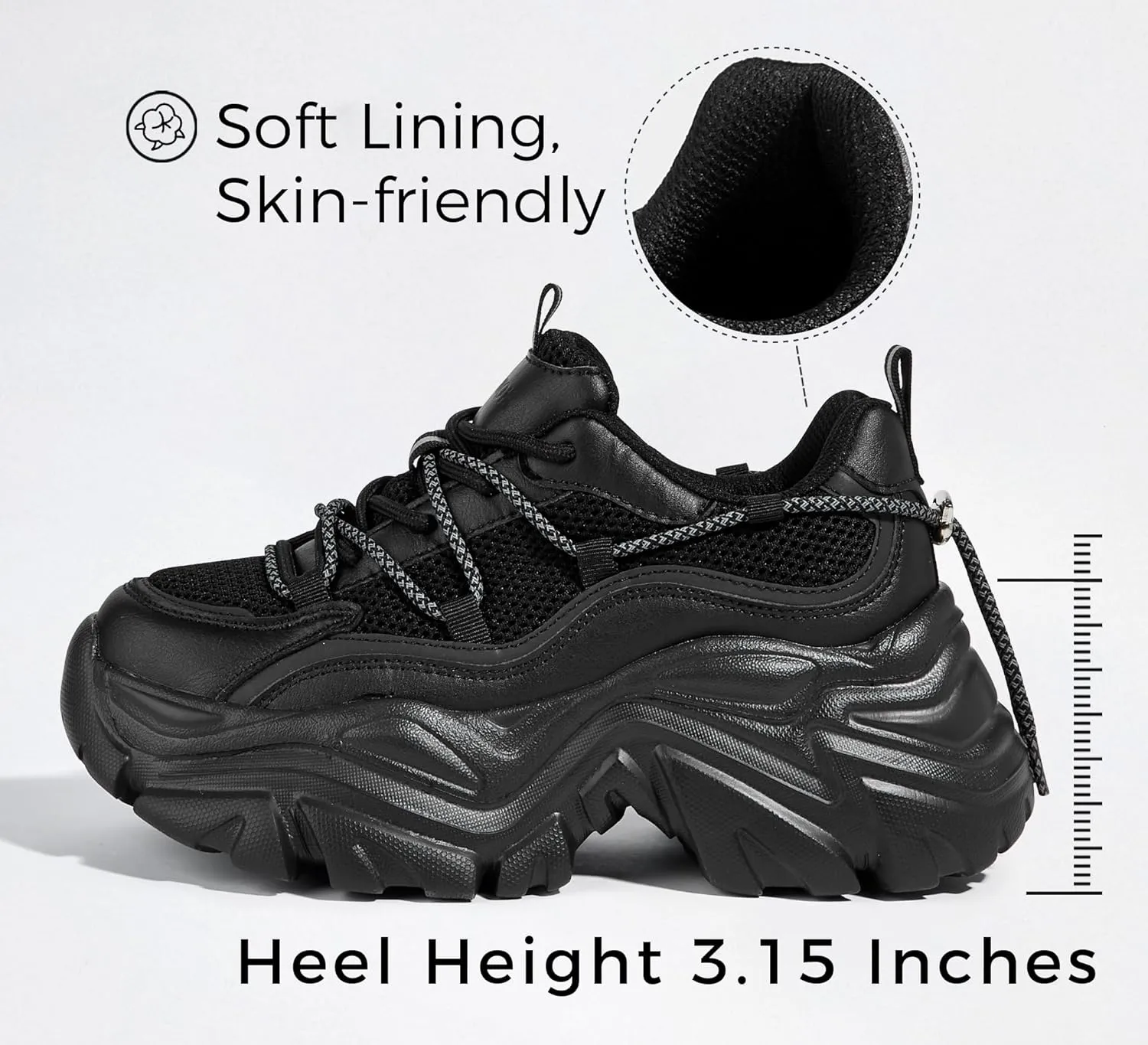 K KIP WOK Chunky Sneakers for Women Fashion Platform White Leather Casual Dad Shoes Comfortable Wedge Walking Sport Sneakers