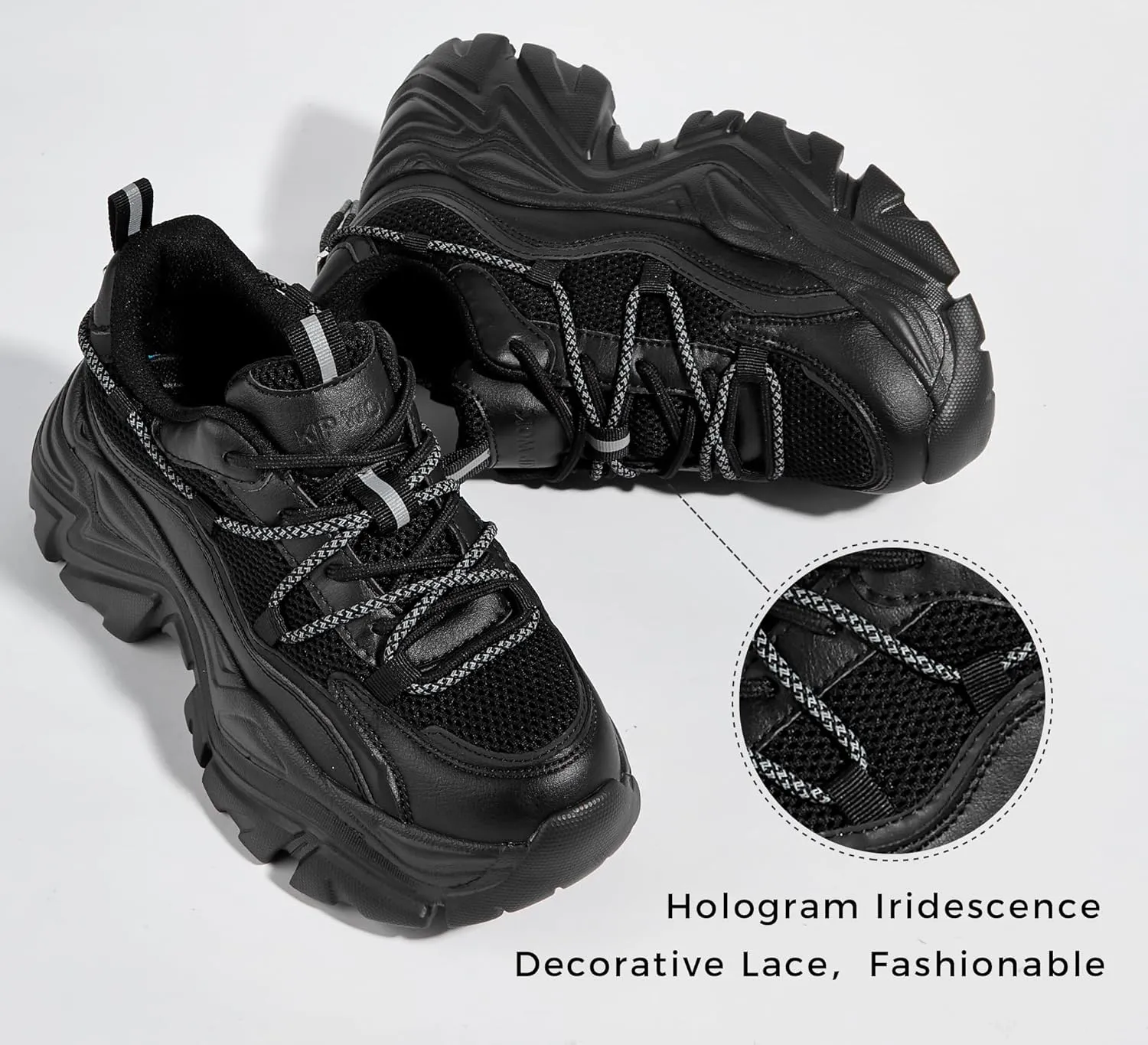 K KIP WOK Chunky Sneakers for Women Fashion Platform White Leather Casual Dad Shoes Comfortable Wedge Walking Sport Sneakers
