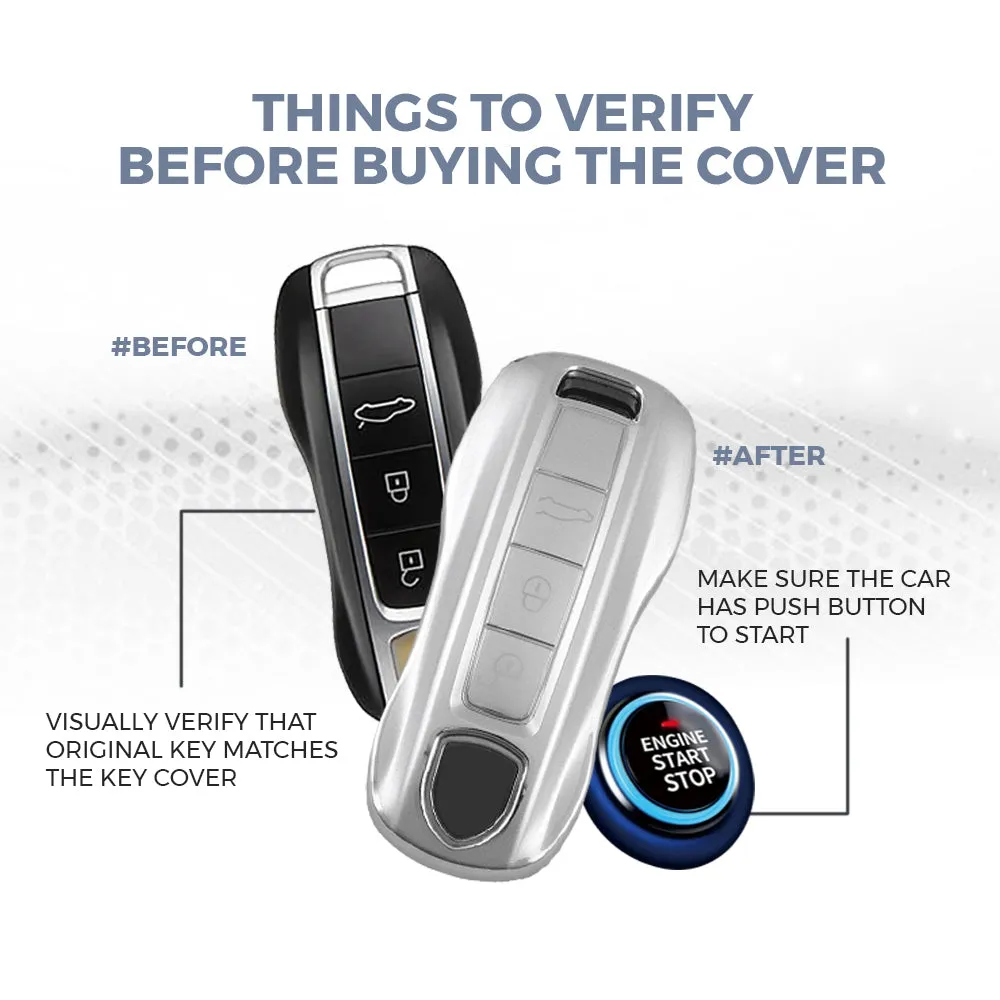 Keyzone DTPU key cover & alloy keychain for Taycan, Cayenne, Panamera, 911, Carrera smart key (DTP81, DAlloy)