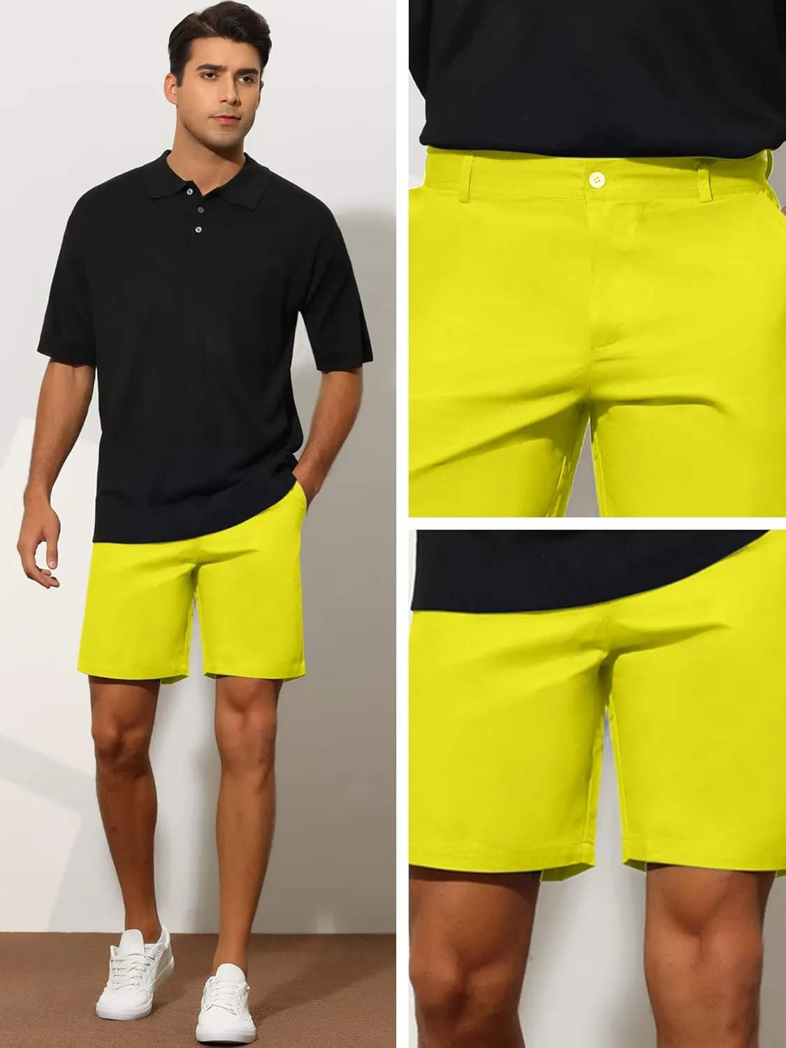 Lars Amadeus Dress Shorts for Men's Slim Fit Lightweight Flat Front Business Chino Shorts