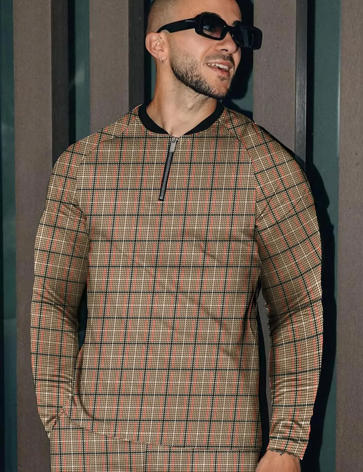 LecGee Mens 2 Piece Outfits Long Sleeve Athletic Quarter Zip Polo Tracksuit Jogging Casual Sports Sweatsuit Set