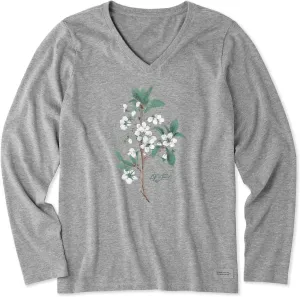 Life is Good Women's Crusher T, Long Sleeve Cotton Graphic Tee Shirt, Antique Plum Blossom Painting