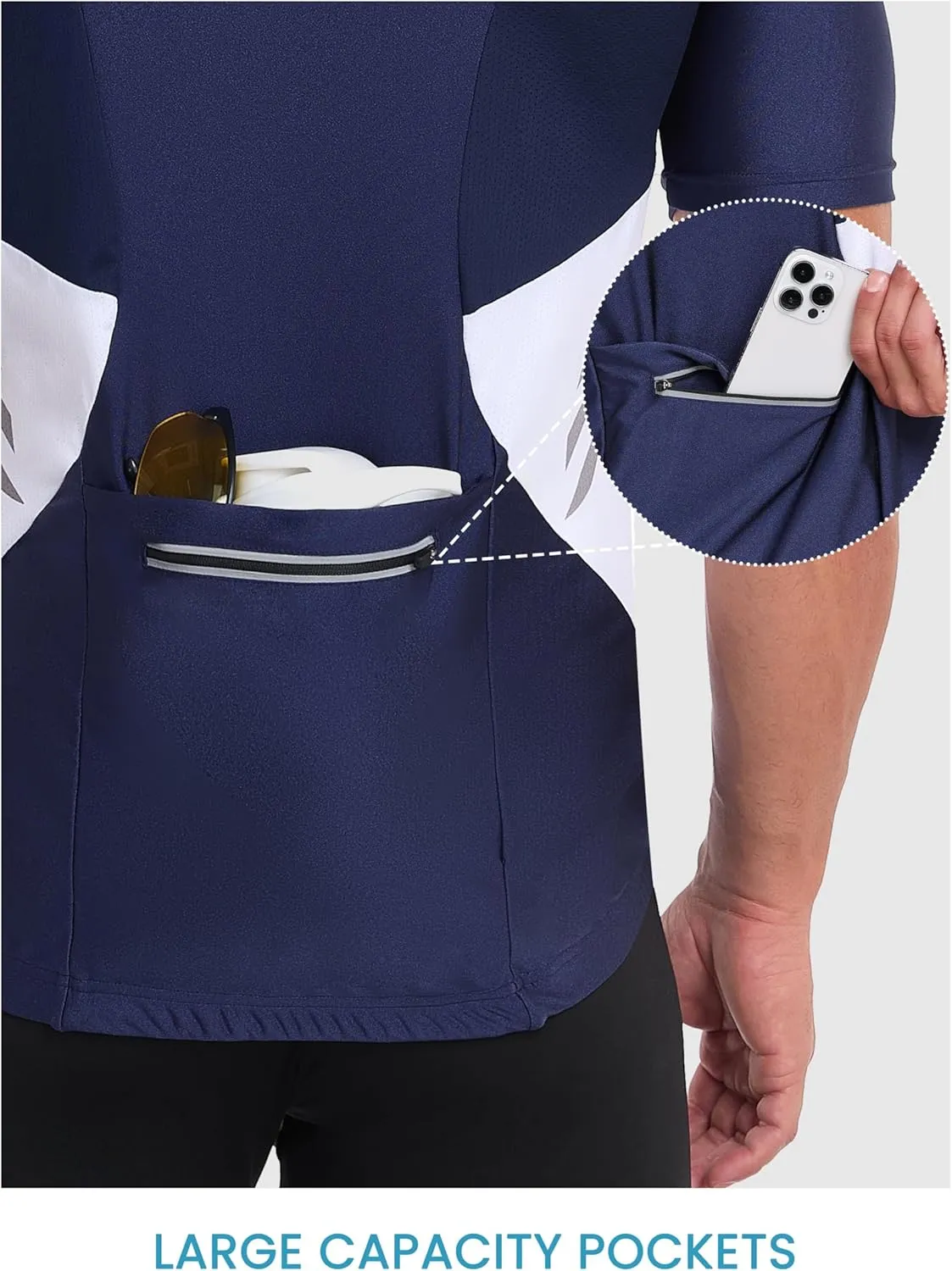 Little Donkey Andy Men's Half Zip Breathable Cycling Vests Reflective Sleeveless Jerseys Lightweight Bicycle Running