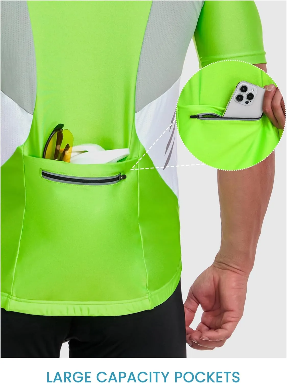 Little Donkey Andy Men's Half Zip Breathable Cycling Vests Reflective Sleeveless Jerseys Lightweight Bicycle Running