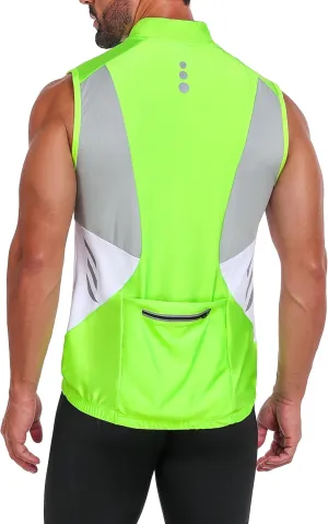 Little Donkey Andy Men's Half Zip Breathable Cycling Vests Reflective Sleeveless Jerseys Lightweight Bicycle Running