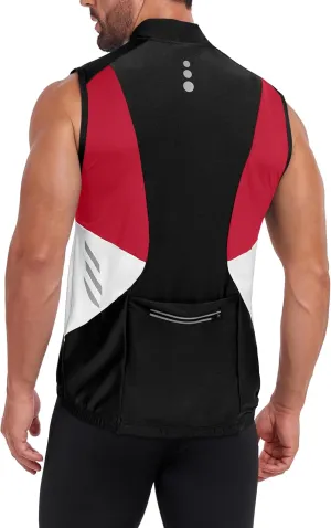Little Donkey Andy Men's Half Zip Breathable Cycling Vests Reflective Sleeveless Jerseys Lightweight Bicycle Running