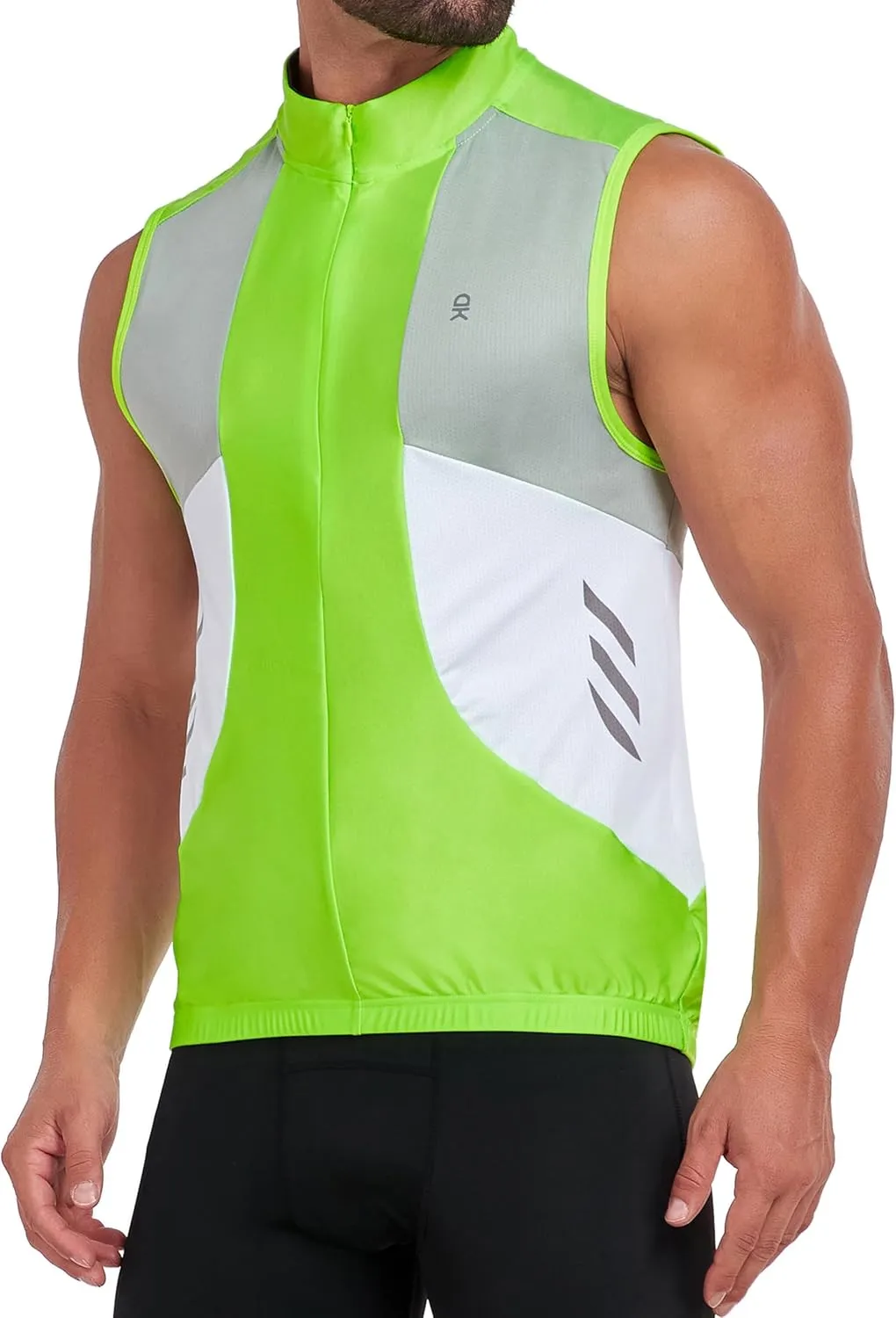 Little Donkey Andy Men's Half Zip Breathable Cycling Vests Reflective Sleeveless Jerseys Lightweight Bicycle Running