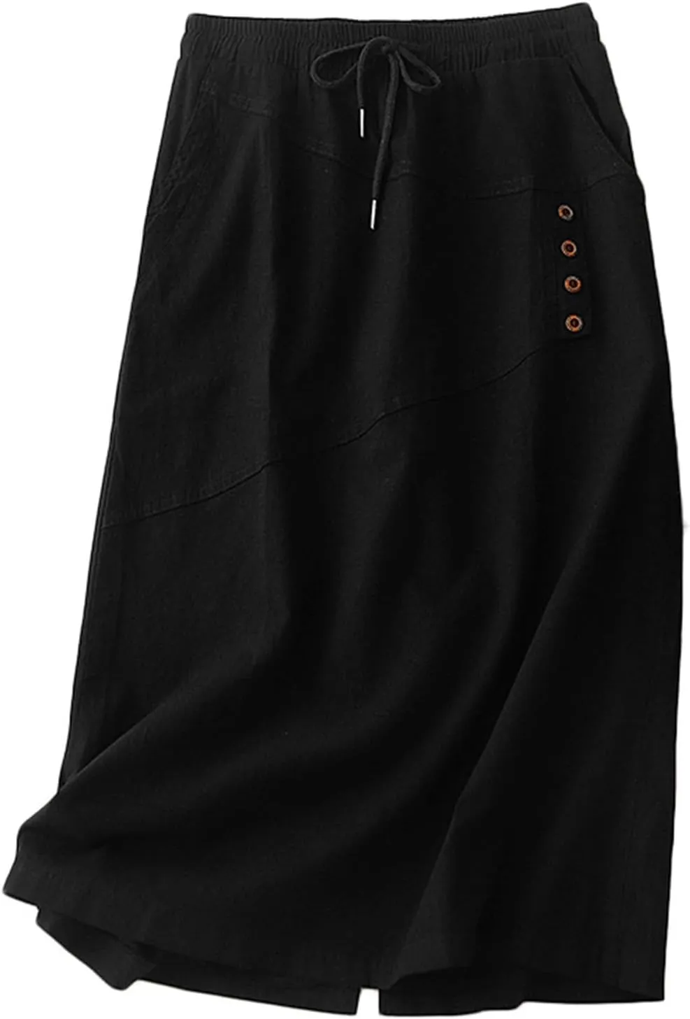 Long Skirts for Women Casual Drawstring Elastic Wasit Swing A Line Midi Skirt Loose Fit Work Out Skirts