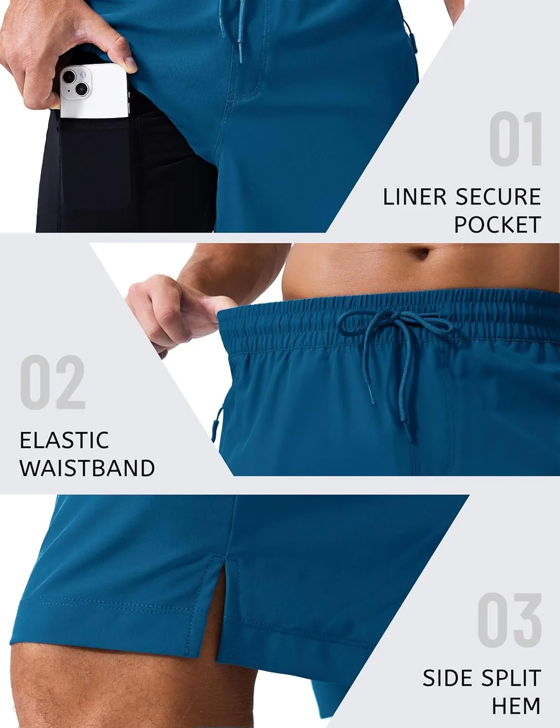 MAGCOMSEN Men's Swim Trunks with Compression Liner 9" Quick Dry Beach Shorts with Zipper Pockets