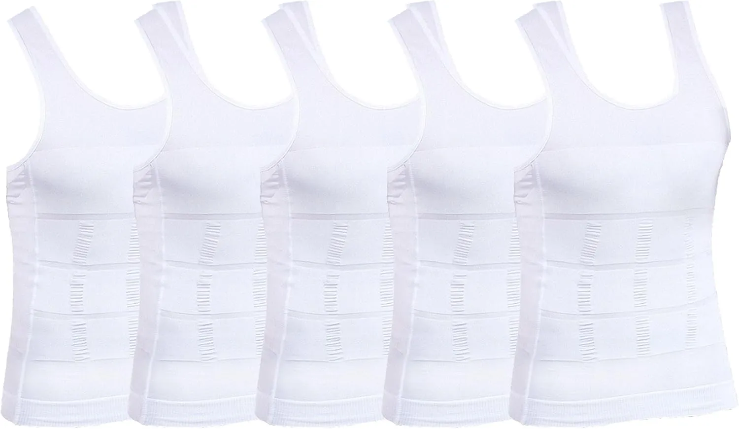 Maiyifu-GJ 5 Pack Men's Shapewear Tank Top Muscle Gym Compression Shirts Athletic Workout Sleeveless Slimming Undershirts