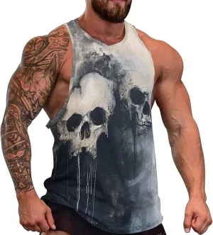 MARSVOVO Graphic Tank Tops for Men Summer 2024 Vintage Graffiti Casual Breathable Quick-Dry Muscle Soft Underwear