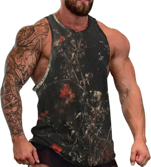 MARSVOVO Graphic Tank Tops for Men Summer 2024 Vintage Graffiti Casual Breathable Quick-Dry Muscle Soft Underwear