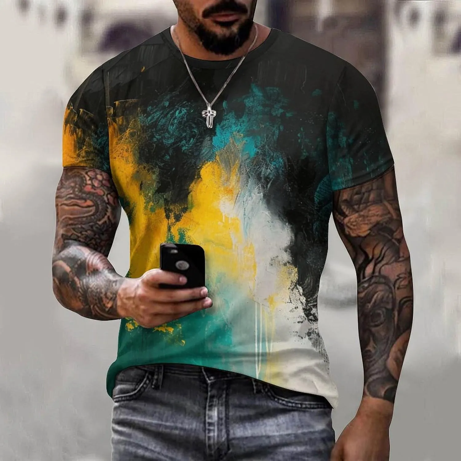 MARSVOVO Mens Camo T-Shirt Tops 2024 Novelty Graphic Casual Short Sleeve Sportswear Fashion Cotton Loose Workout Tee
