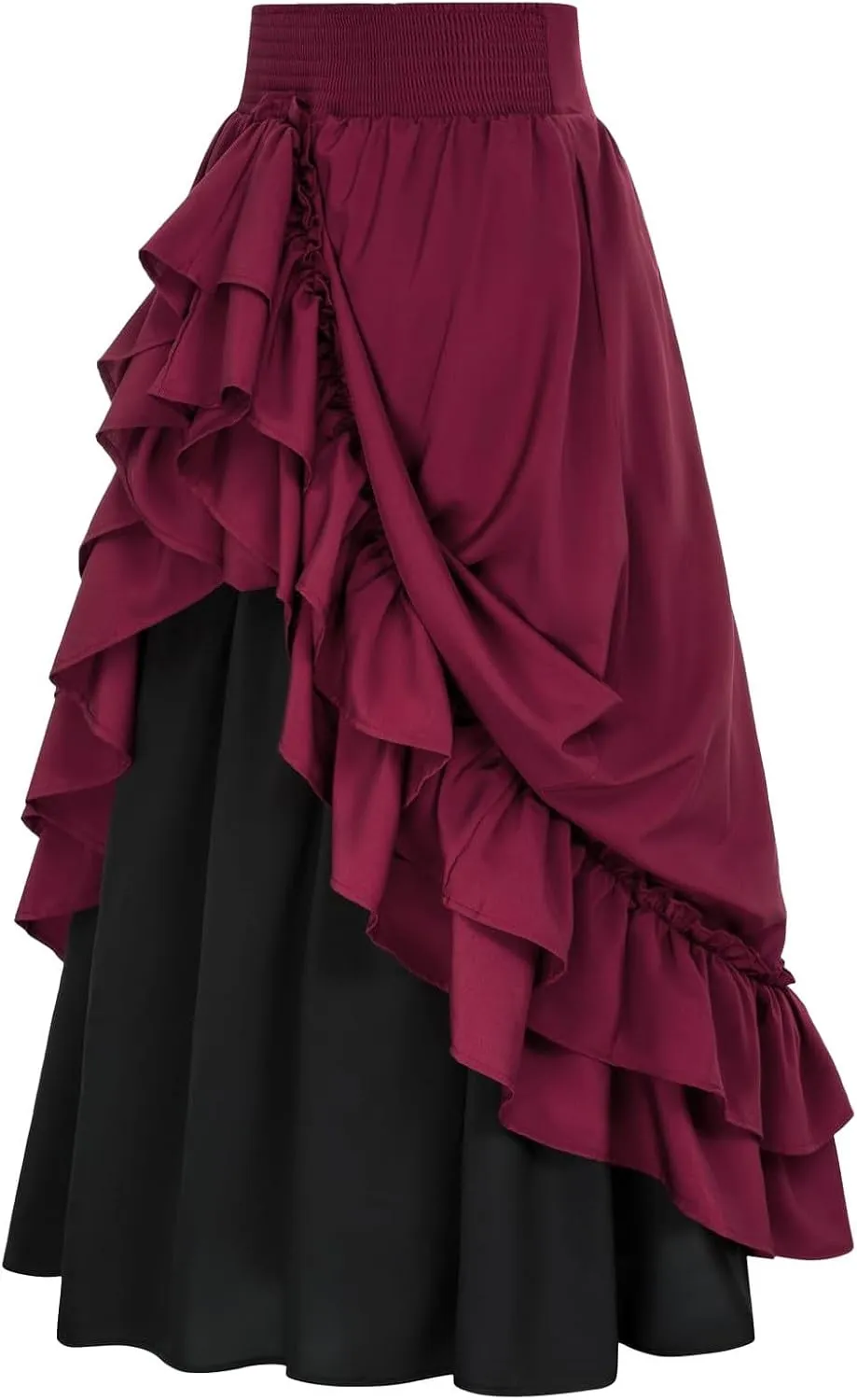 Maxi Gothic Skirts for Women Double Layered Long Skirt Tiered Pirate Skirts Renaissance Victorian Skirts Goth Skirt