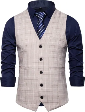 Men Formal Vest Suit For Vests 5 Buttons Regular Fit Wedding Dress Waistcoat For Suit Or Tuxedo