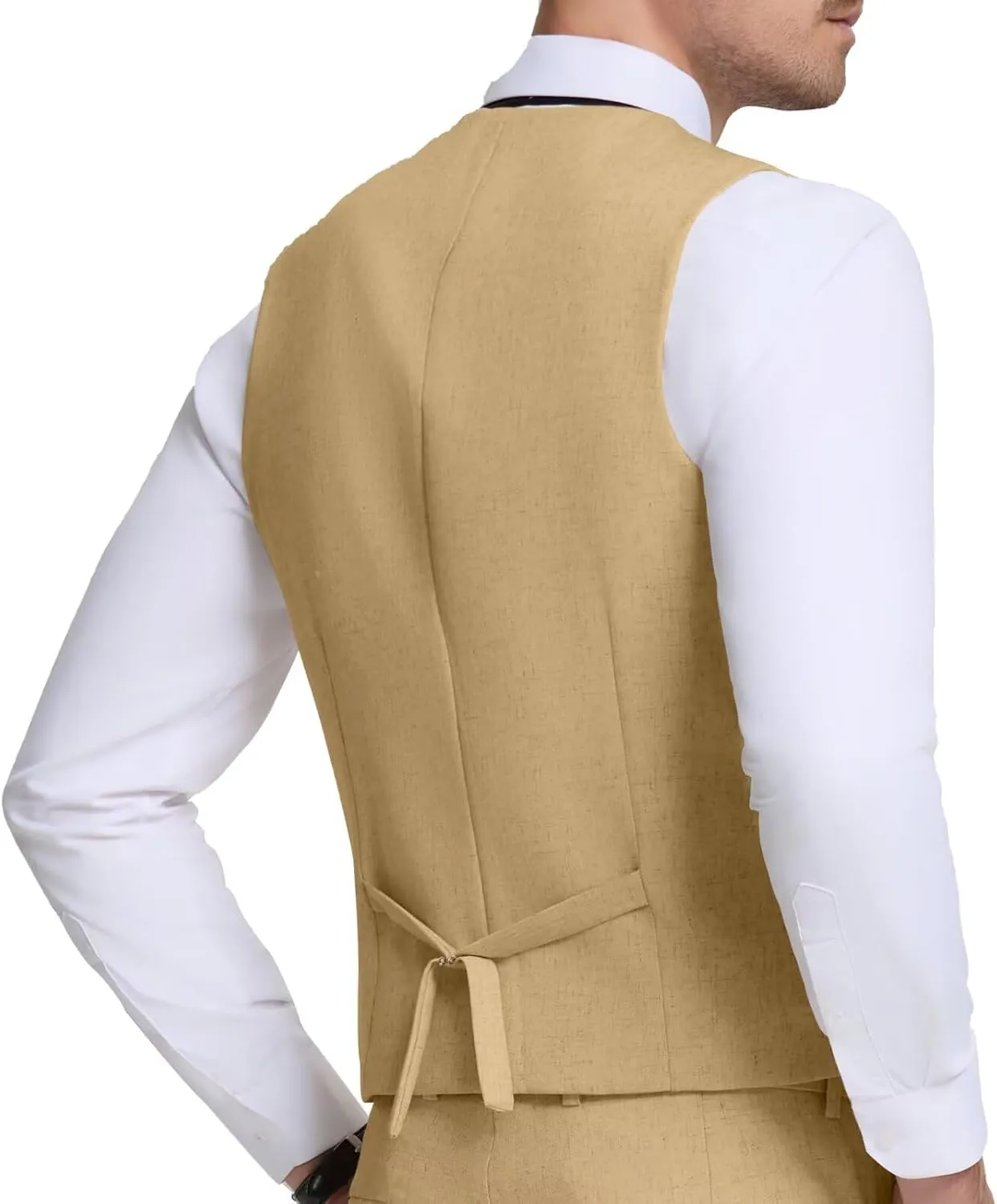 Men Linen Vest Casual Suit Vests Regular Fit Beach Wedding Waistcoat For Mens Groomsmen Party Dress Vest