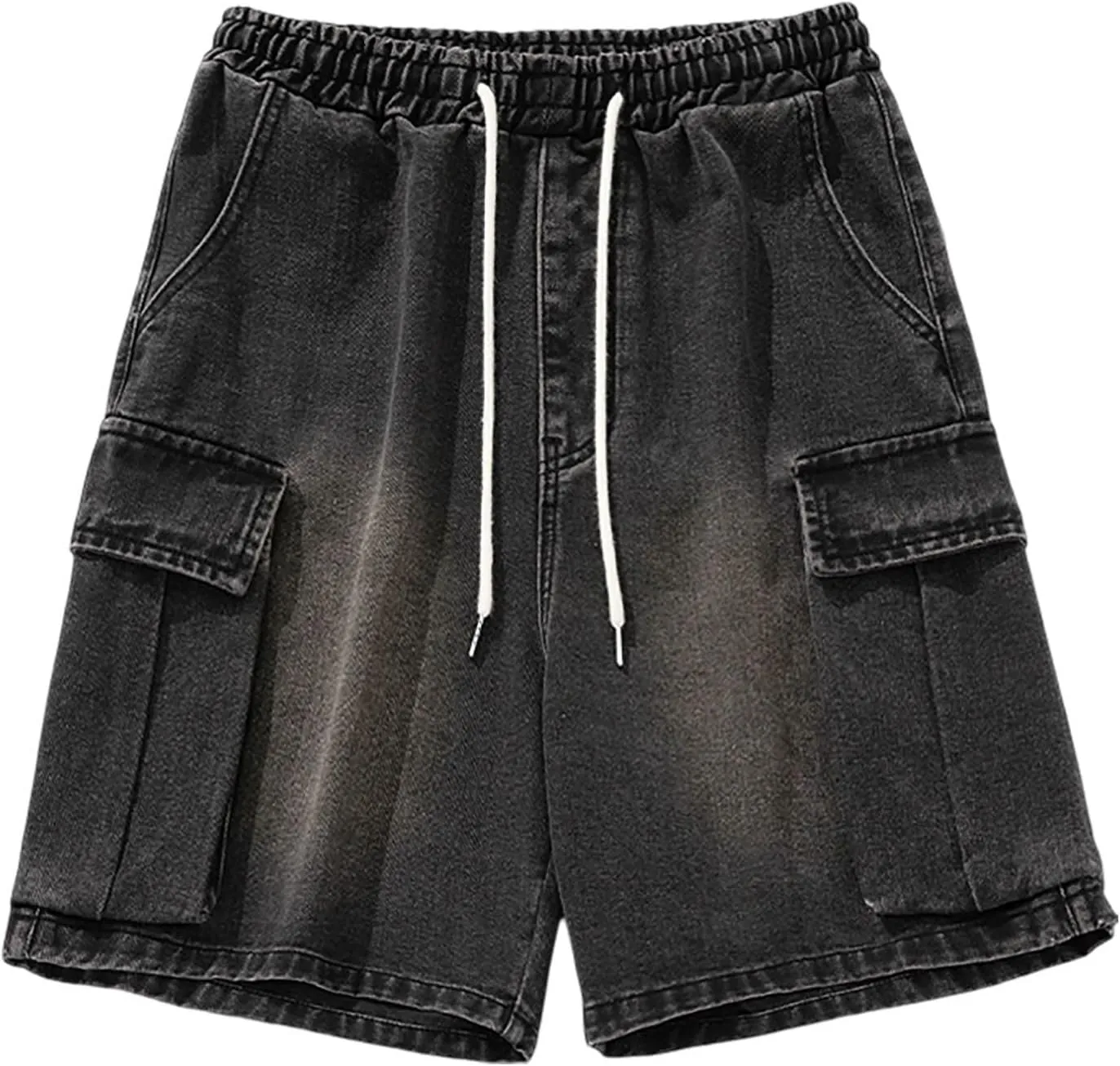 Men Loose Y2K Hip Hop Long Jean Shorts Baggy Denim Shorts with Pockets Casual Summer Streetwear