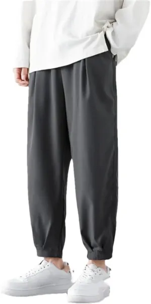 Men's Ankle Length Cropped Pants Breathable Lightweight Casual Pants Drawstring Harem Pants 4 4XL