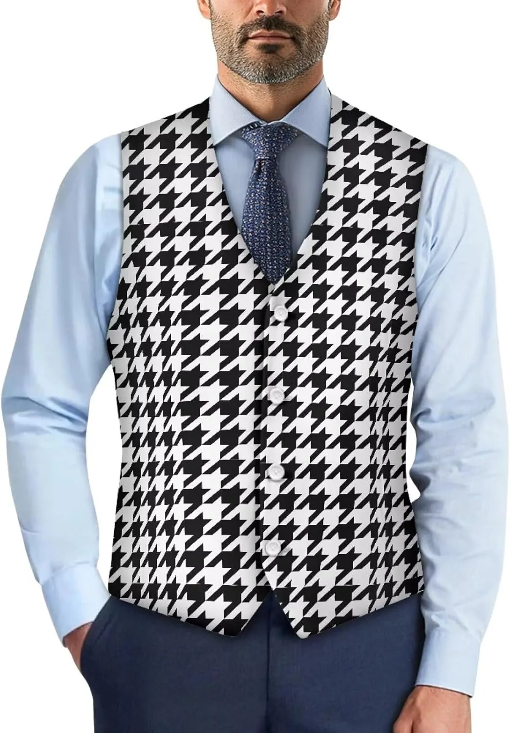 Men's Casual Business Vests Lightweight Waistcoat Slim Fit Suit Vest V-neck Button Down Holiday Vest