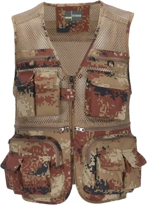 Men's Fishing Vest with Multi Pockets Summer Outdoor Mesh Vest Photography Travel Hiking Waistcoat Jacket