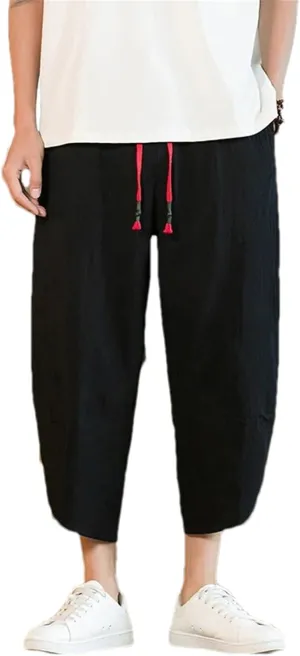 Mens Harem Pants Streetwear Calf-Length Cross Pants Male Vintage Casual Style Jogging Trousers Men Cotton Pants