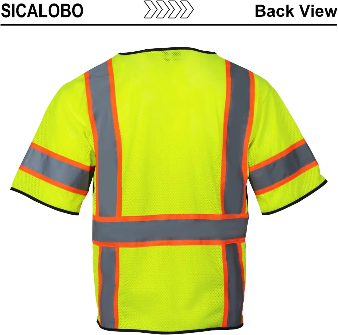 Men's High Visibility Safety Mesh Vest with 10 Pockets,Hi Vis Class 3 Reflective Work Vests Zipper Front Workwear