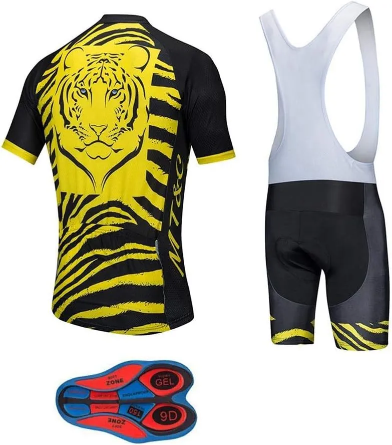 Men's Quick-Dry Cycling Jersey Set Road Bike Bicycle Shirt   Bib Shorts with 9D Gel Pad MTB Riding Clothing Kit