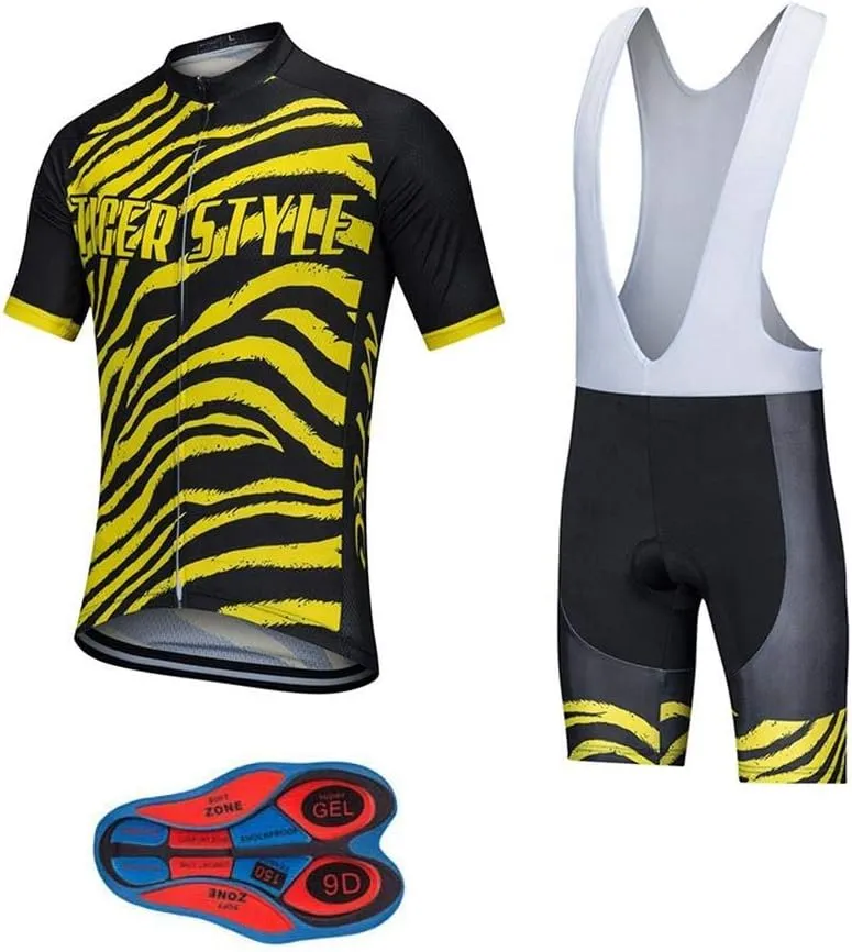 Men's Quick-Dry Cycling Jersey Set Road Bike Bicycle Shirt   Bib Shorts with 9D Gel Pad MTB Riding Clothing Kit