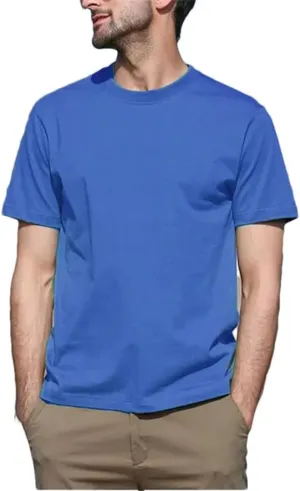 Men's Round Neck Solid Color Cotton Short Sleeve T-Shirt Sports Tops Tees Slim Fit Casual