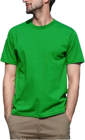 Men's Round Neck Solid Color Cotton Short Sleeve T-Shirt Sports Tops Tees Slim Fit Casual