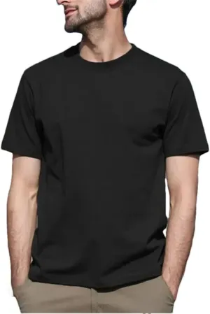 Men's Round Neck Solid Color Cotton Short Sleeve T-Shirt Sports Tops Tees Slim Fit Casual