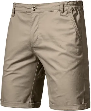 Men's Stretch Chino Short Slim Fit 10" Inseam Flat Front Shorts Summer Solid Lightweight Casual Shorts with Pocket