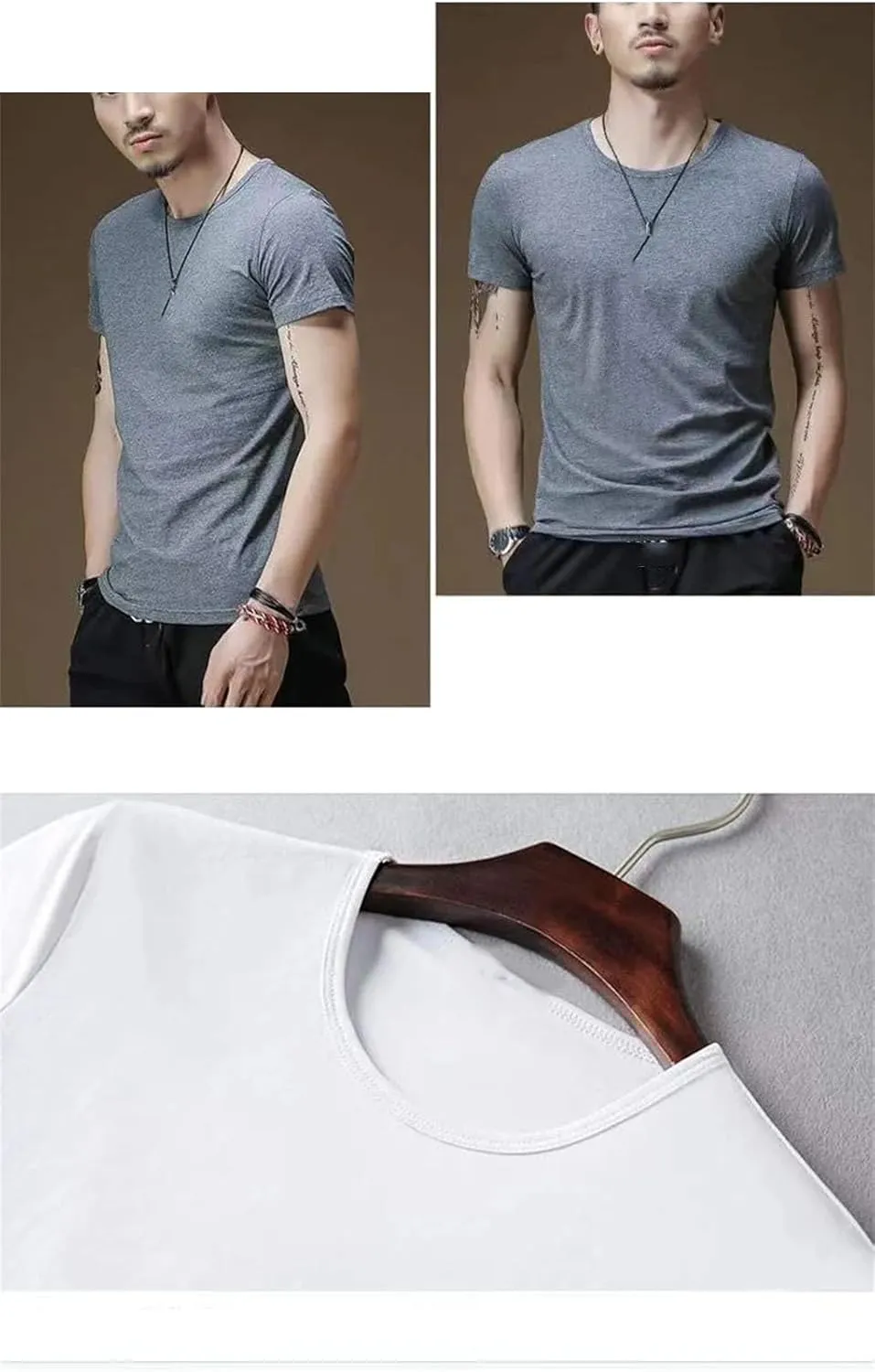 Men's T-Shirt Solid Tees Tops O-Neck Short Sleeved 3Pcs Men T-Shirt Black Man Undershirts Fitness for Male Clothes