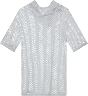Men's Tees Sexy Mesh See Through T-Shirt Short Sleeve Hooded Streetwear Sports Undershirts