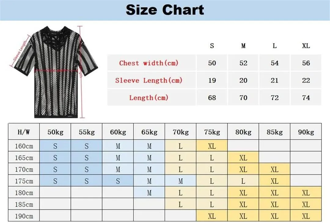 Men's Tees Sexy Mesh See Through T-Shirt Short Sleeve Hooded Streetwear Sports Undershirts