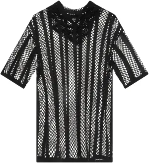 Men's Tees Sexy Mesh See Through T-Shirt Short Sleeve Hooded Streetwear Sports Undershirts