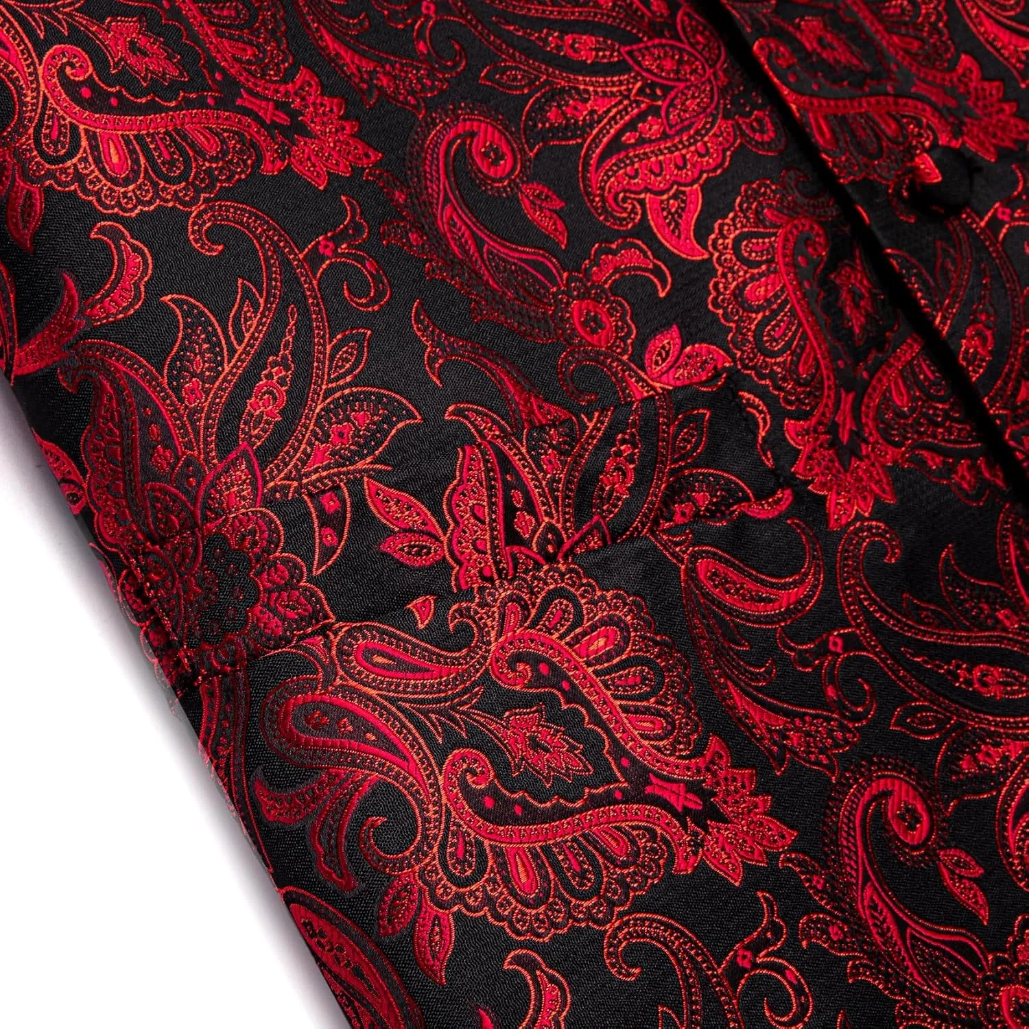 Mens Victorian Vest Tie Set Silk Paisley Suit Vests Formal Waistcoat Gothic Steampunk Vest with Notched Lapels