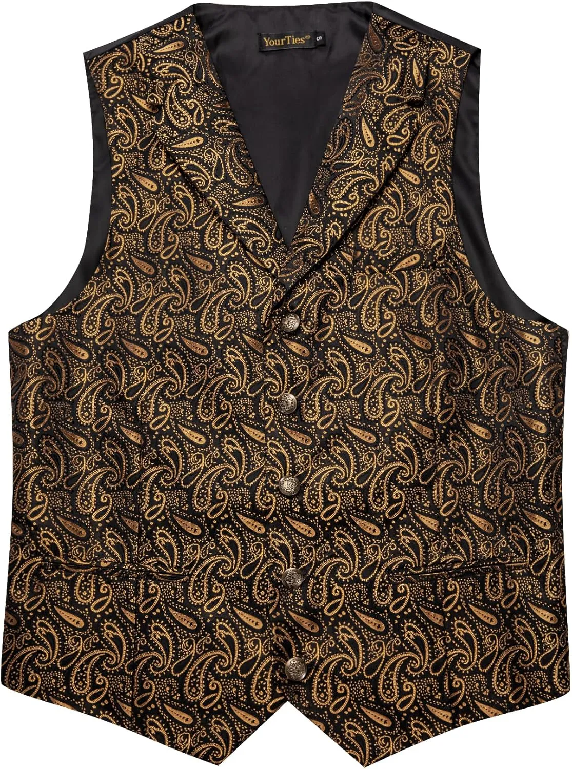 Mens Victorian Vest Tie Set Silk Paisley Suit Vests Formal Waistcoat Gothic Steampunk Vest with Notched Lapels