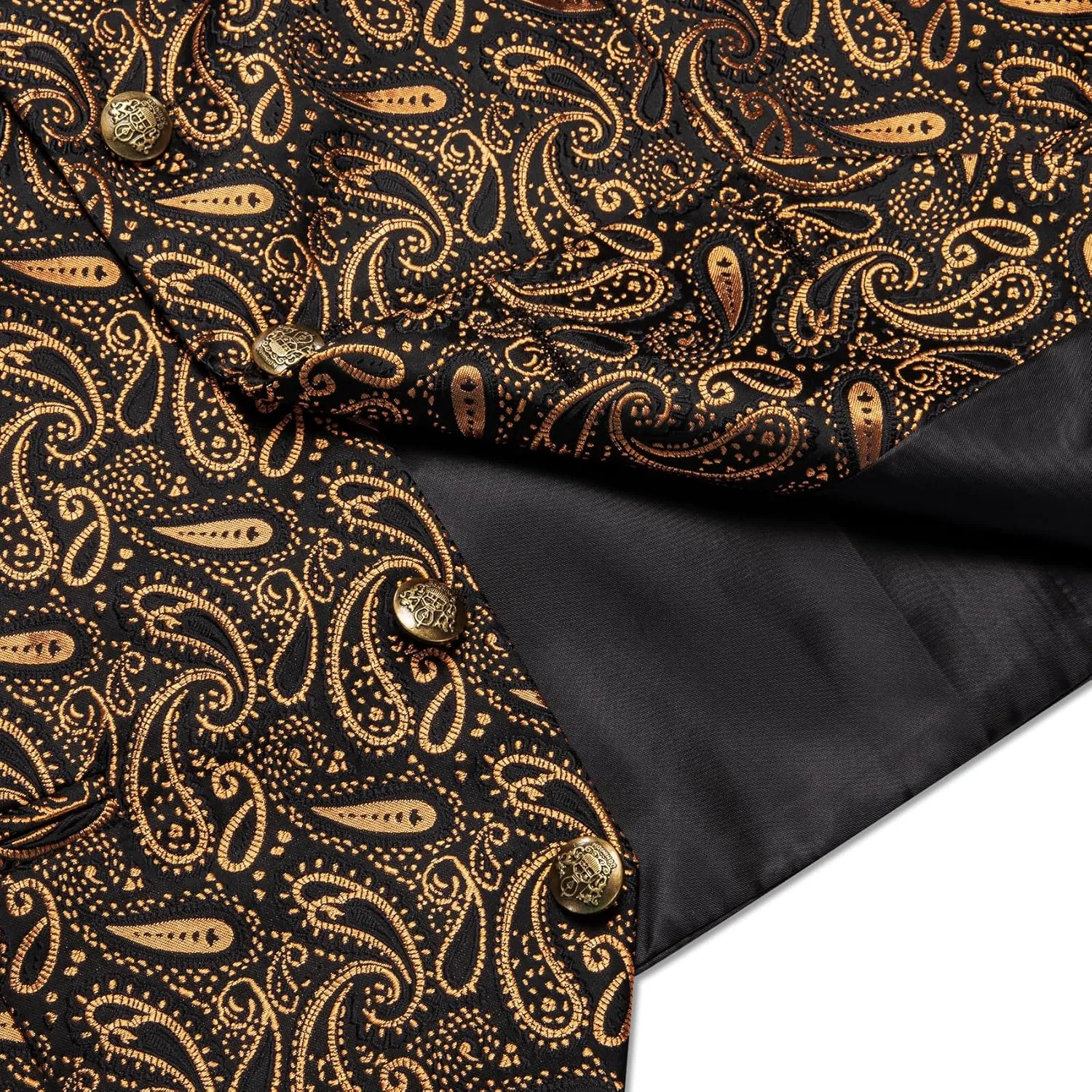 Mens Victorian Vest Tie Set Silk Paisley Suit Vests Formal Waistcoat Gothic Steampunk Vest with Notched Lapels