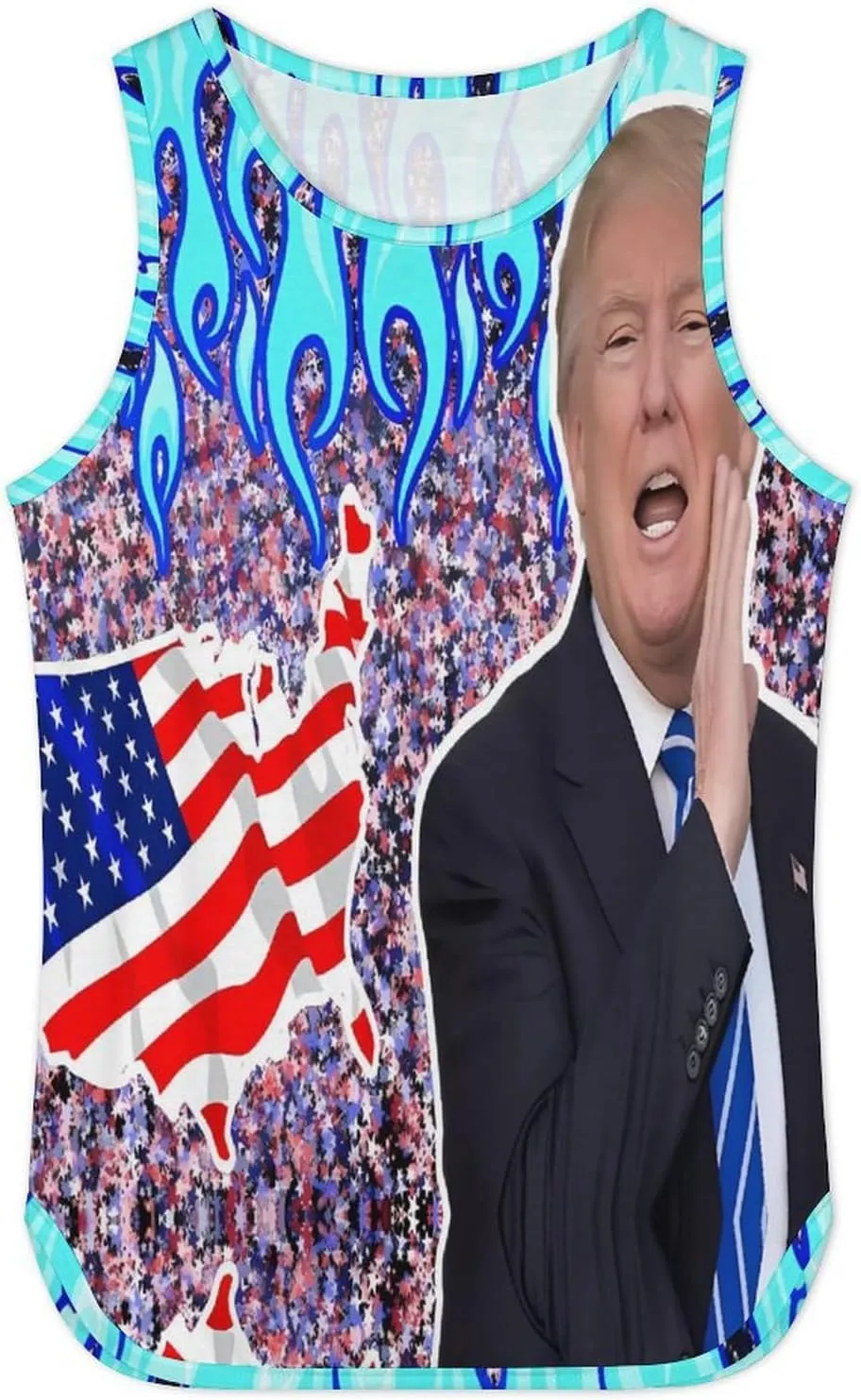 Mens Workout Tank Tops Trump Gym Loose Fit Sleeveless Shirt Summer Beach Crewneck Breathable Tees