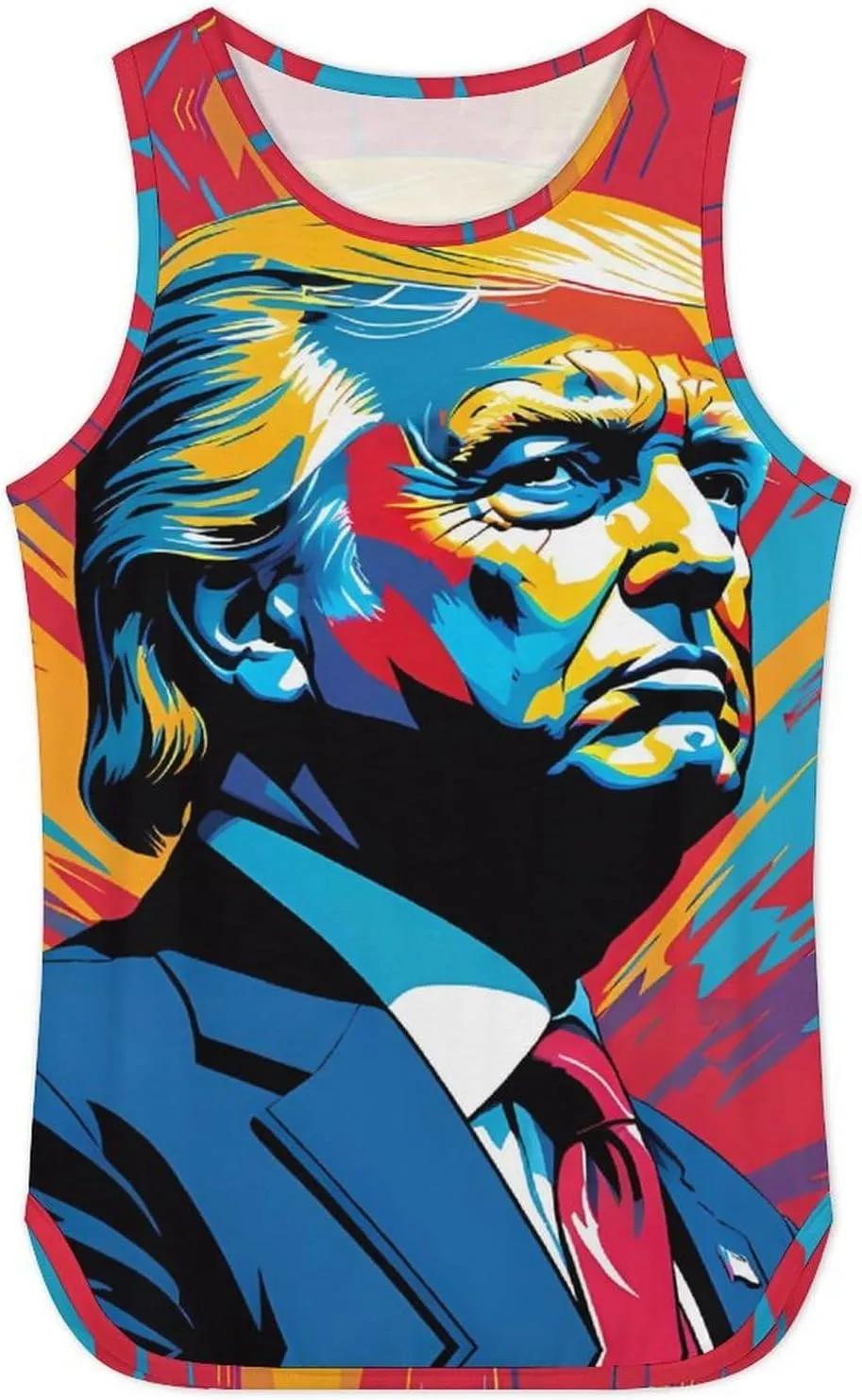 Mens Workout Tank Tops Trump Gym Loose Fit Sleeveless Shirt Summer Beach Crewneck Breathable Tees
