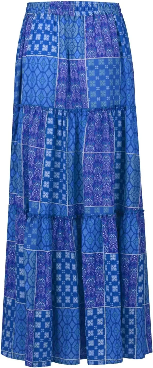 Midi Skirt,Linen Womens Boho Maxi Skirt with Pockets Trendy Flowy Long Skirts for Women 2025 Elastic High Waisted