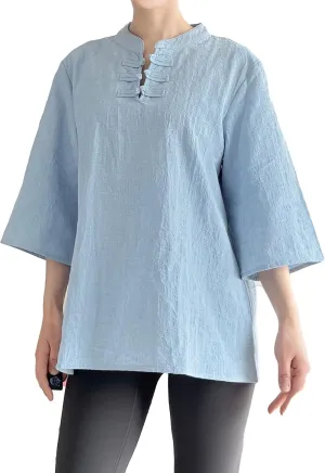 Minibee Women's 3/4 Length Sleeve Tops Cotton Linen Shirts Casual Blouse Summer Tops for Women