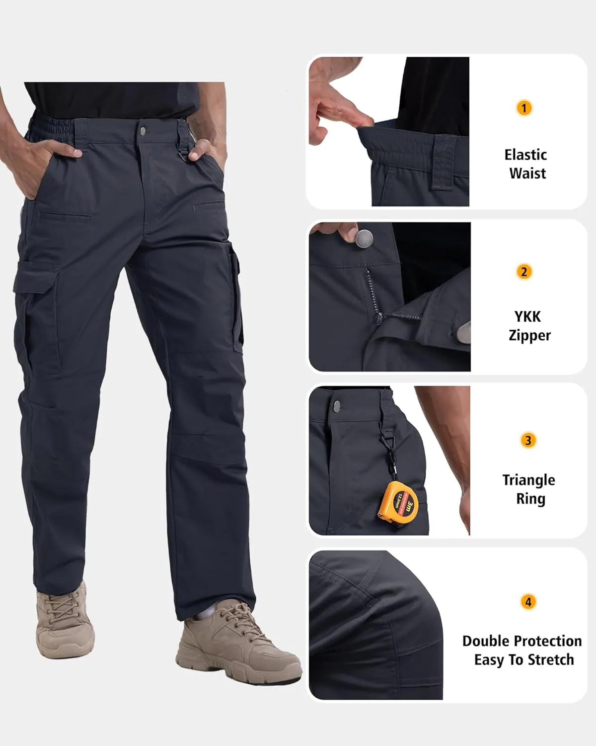 NATUVENIX Mens Work Pants Ripstop Tactical Pants for Men Lightweight Hiking Pants Men Water Resistant Cargo Pants Military
