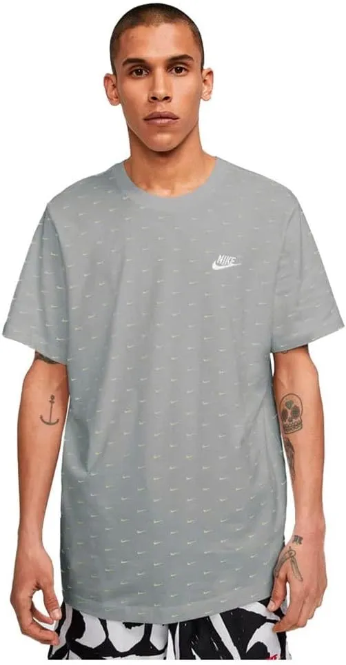 Nike Sportswear Allover Mini Swoosh Mens Active Shirts & Tees Size XL, Color: Grey/Grey